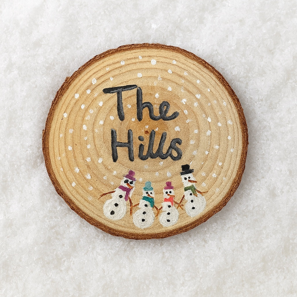 Personalised snowman wooden slate
