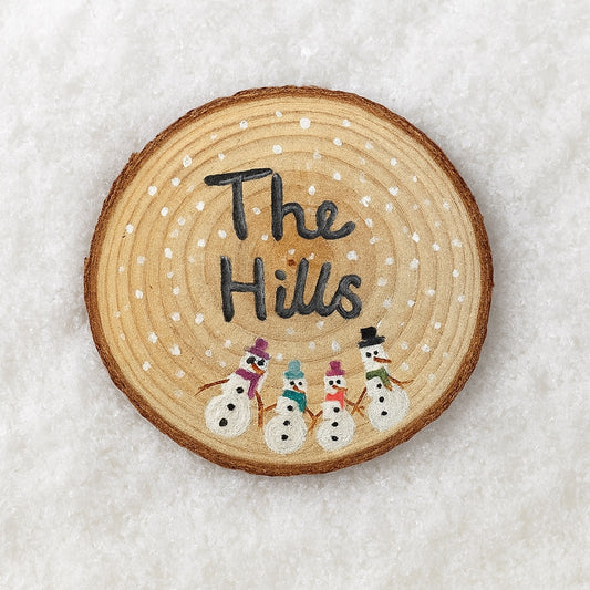 Personalised snowman wooden slate